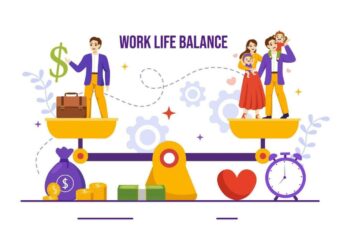 Work Life Balance Vector Illustration of Person Balancing with Job and ...